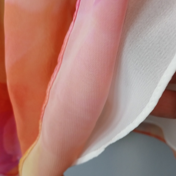 Liz Claiborne Pink & Orange Watercolor Chiffon Midi Skirt Coquette Size 8 Fairy - Picture 3 of 4
